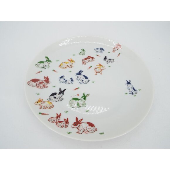 Vintage 1984 Taitu Japan Ceramic 3-Piece Bunny Rabbit Set - Plate, Bowl, Cup - Picture 3 of 13
